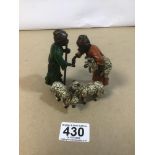 FRANZ BERGMAN, AN AUSTRIAN COLD PAINTED BRONZE FIGURE GROUP DEPICTING TWO ARABS TRADING SHEEP,