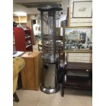 A LARGE OUTDOOR GARDEN HEATER, STAINLESS STEEL OUTER, 200CM HIGH