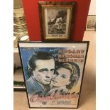 A CASABLANCA FILM POSTER, STARRING HUMPHREY BOGART, FRAMED AND GLAZED, 98CM BY 68CM, TOGETHER WITH A