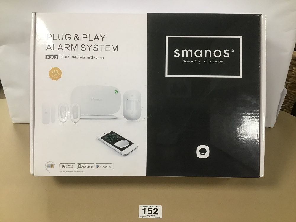 A SMANOS PLUG & PLAY ALARM SYSTEM, X300, BOXED