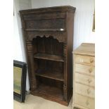 A HEAVY MIDDLE EASTERN DISPLAY/BOOK CASE WITH ENGRAVED MOTIFS TO THE FRONT 93CM