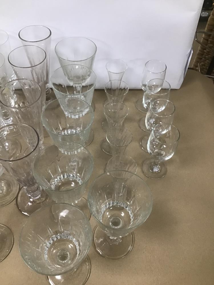 AN ASSORTMENT OF VINTAGE DRINKING GLASSES INCLUDING GEORGIAN AND VICTORIAN, MOST FOR WINE, LARGEST - Image 2 of 3