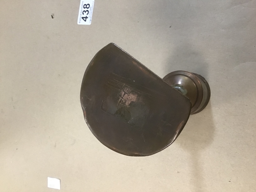 A 19TH CENTURY COPPER WHALE OIL LAMP ON STAND, STAMPED MARK TO THE BASE GHS, 19CM HIGH - Image 5 of 5