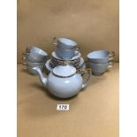 A CIRCA 1930S TWENTY THREE PIECE ART DECO TEA SET IN BLUE BY CAULDON ENGLAND