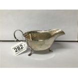 HALLMARK SILVER SAUCE BOAT ON HOOF FEET 1936 MAPPIN & WEBB 102 GRAMS