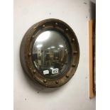 A 1950'S GILDED CONVEX MIRROR 33CMS DIAMETER