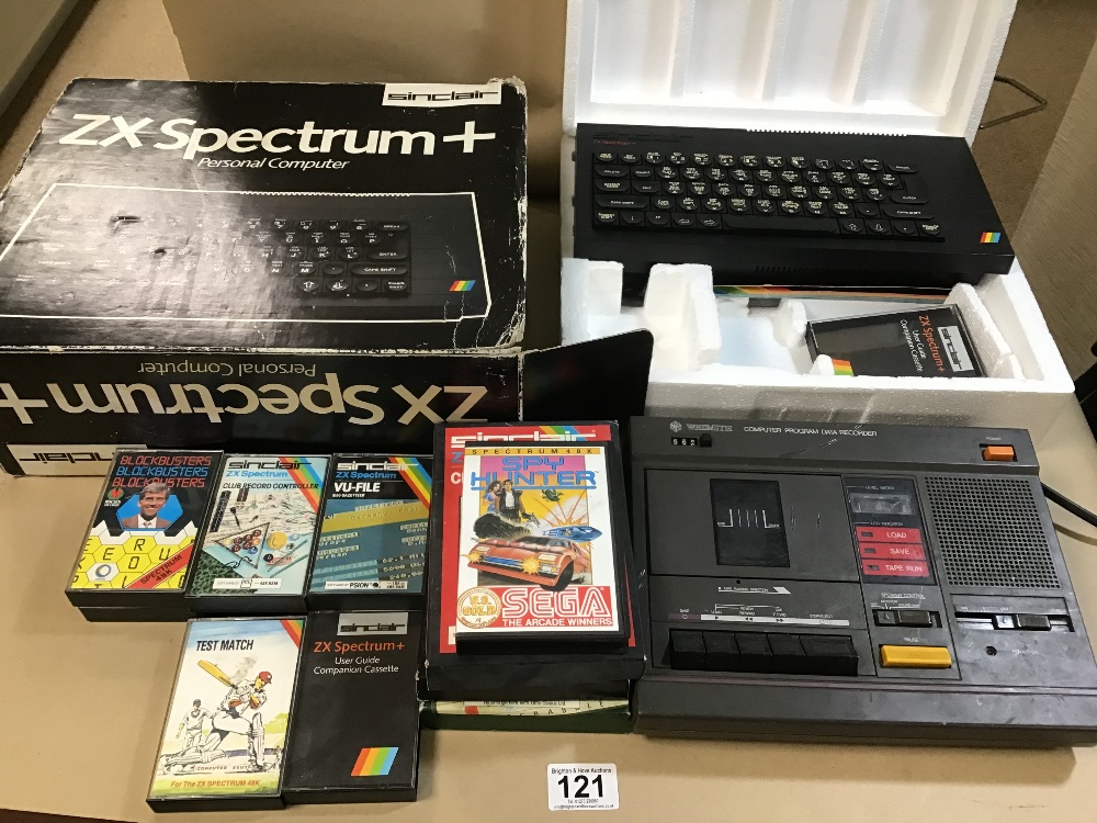 A SINCLAIR ZX SPECTRUM + PERSONAL COMPUTER, IN ORIGINAL BOX, TOEGTHER WITH A QUANTITY OF RELATED