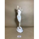 AN ART DECO PIRKENHAMMER PORCELAIN FIGURE OF A NUDE LADY, MADE IN CZECHOSLOVAKIA, NUMBER 4060, 34.