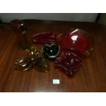 SIX PIECES OF ART GLASS INCLUDING MURANO