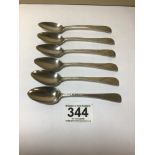 A SET OF SIX GEORGE III SILVER TEASPOONS WITH BRIGHT CUT DECORATION, HALLMARKED NEWCASTLE BY DOROTHY