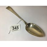 A GEORGE III SILVER TABLESPOON, HALLMARKED LONDON 1802 BY PETER ANN AND WILLIAM BATEMAN, 66G