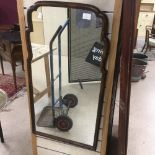 A EARLY VICTORIAN WALNUT FRAMED MIRROR HEIGHT 90CMS LENGTH 48CMS