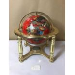 A CLASSIC GEMSTONE GLOBE WITH MOTHER OF PEARL INLAY 6" GLOBE