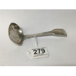 A VICTORIAN SILVER SUGAR SIFTER SPOON, HALLMARKED EXETER 1852 BY ROBERT WILLIAMS & SONS, 58G