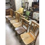 SIX ASSORTED WOODEN CHAPEL CHAIRS