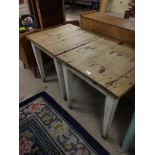 TWO PINE SCRUB TOP TABLES APPROX 70 X70 X76CMS