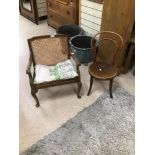 TWO CHILDS VINTAGE CHAIRS ONE BEING A BENTWOOD CHAIR