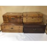 FOUR VINTAGE WOODEN BOXES WITH DETAILED INLAY