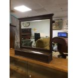 A VICTORIAN MAHOGANY WALL MIRROR WITH SINGLE DRAW TO THE TOP, 57.5CM HIGH