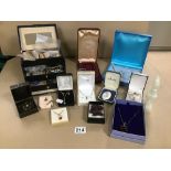 A COLLECTION OF MAINLY COSTUME JEWELLERY SOME BOXED