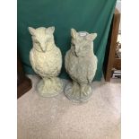 A PAIR LARGE CONCRETE OWLS 72 CM