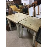 TWO WHITE PAINTED PINE TABLE OF SQUARE FORM, 75.5CM HIGH