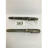 A WATERMAN W5 FOUNTAIN PEN WITH ORIGINAL 14CT GOLD NIB, TOGETHER WITH A WEST GERMAN FOUNTAIN PEN