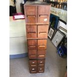 THREE SETS OF FOUR VINTAGE DOCTORS FILING DRAWERS HEIGHT 50CMS LENGTH 34CMS DEPTH 51CMS X3