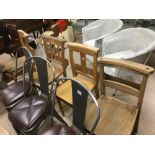 FOUR ASSORTED WOODEN CHAPEL CHAIRS