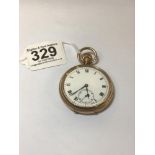 A GOLD PLATED POCKET WATCH IN DENNISON WATCH CO CASE, 15 JEWEL SWISS MADE MOVEMENT