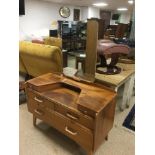 A G-PLAN GOLD STAMP DRESSING TABLE WITH RECTANGULAR MIRROR, 107CM WIDE