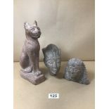 THREE PIECES OF EGYPTIAN CARVED STONE ITEMS