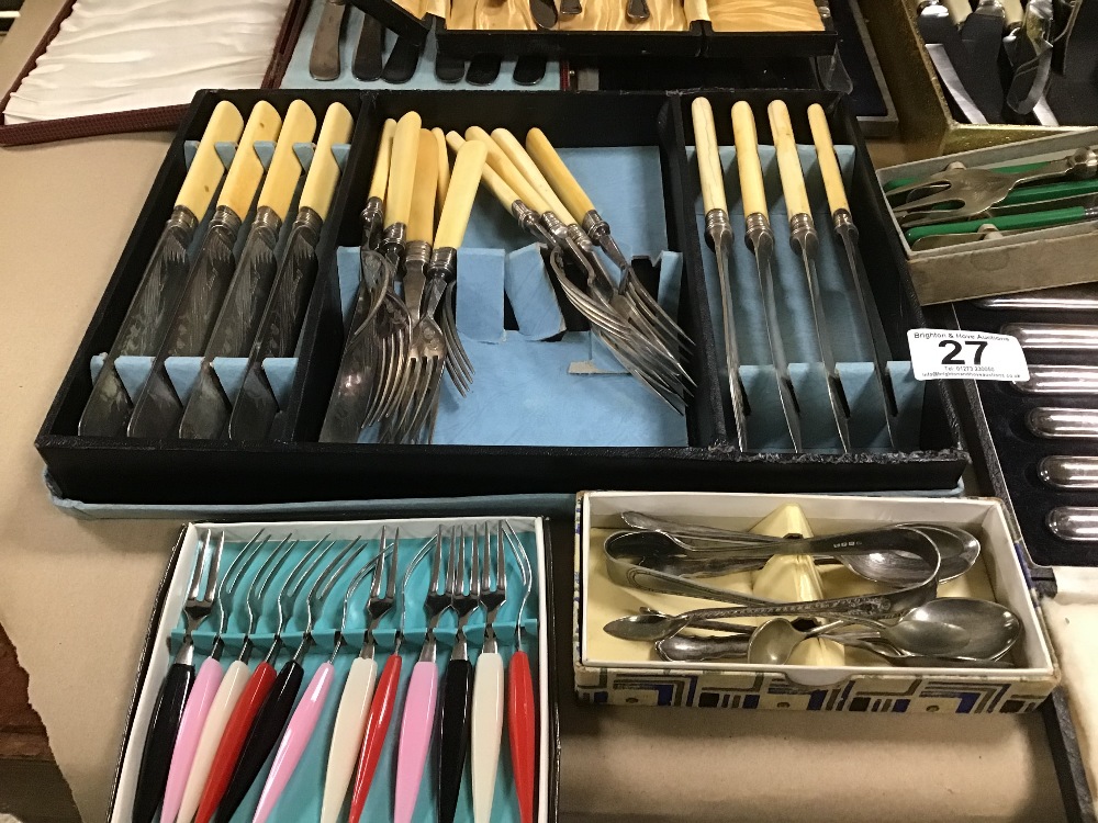 AN ASSORTMENT OF SILVER PLATE, MOSTLY FLATWARE, SO - Image 2 of 5