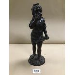 A LARGE 19TH CENTURY BRONZE FIGURE OF A CHILD HOLD