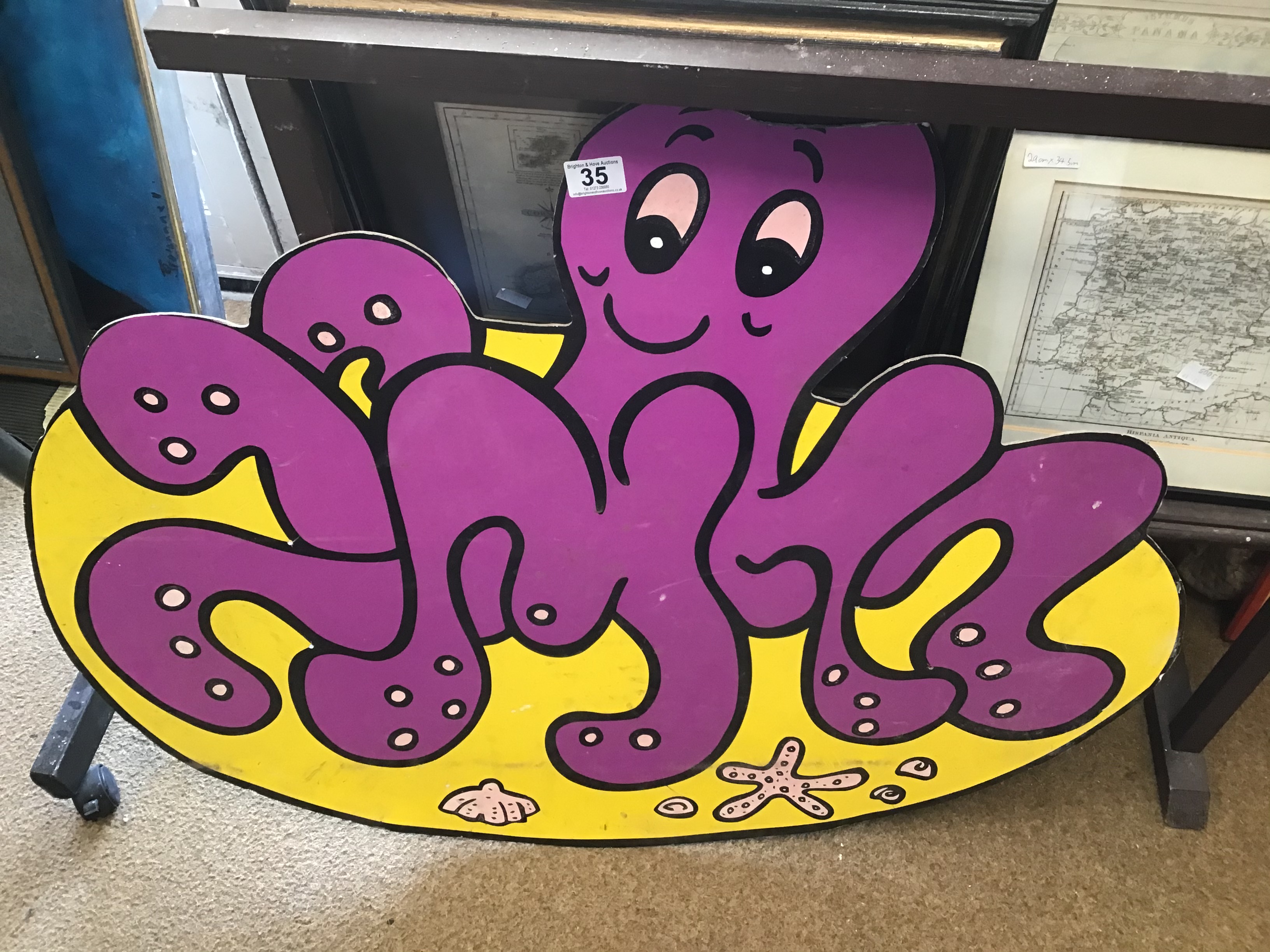 A CARDBOARD THEMEPARK RIDE SIGN OF AN OCTOPUS, 95C - Image 4 of 11