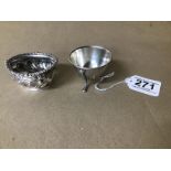 A LATE VICTORIAN SILVER SALT OF OVAL FORM WITH EMB