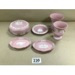 SIX PIECES OF VINTAGE PINK WEDGEWOOD JASPERWARE