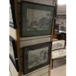 TWO WALNUT FRAMED AND GLAZED PENCIL SKETCHES DATED