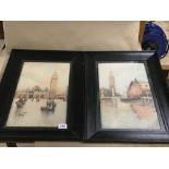 TWO EBONISED FRAMED AND GLAZED PICTURES BOTH UNSIG