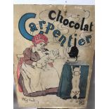 A VINTAGE FRENCH CHOCOLAT SIGN PRINTED IN WEST GERMANY, 60 X 44CM