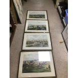A SET OF FOUR OXFORD DRAG HUNTING SCENE PRINTS ALL FRAMED AND GLAZED 64 X 48CM