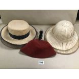 STRAW HATS INCLUDING PIF HAT AND A FEZ