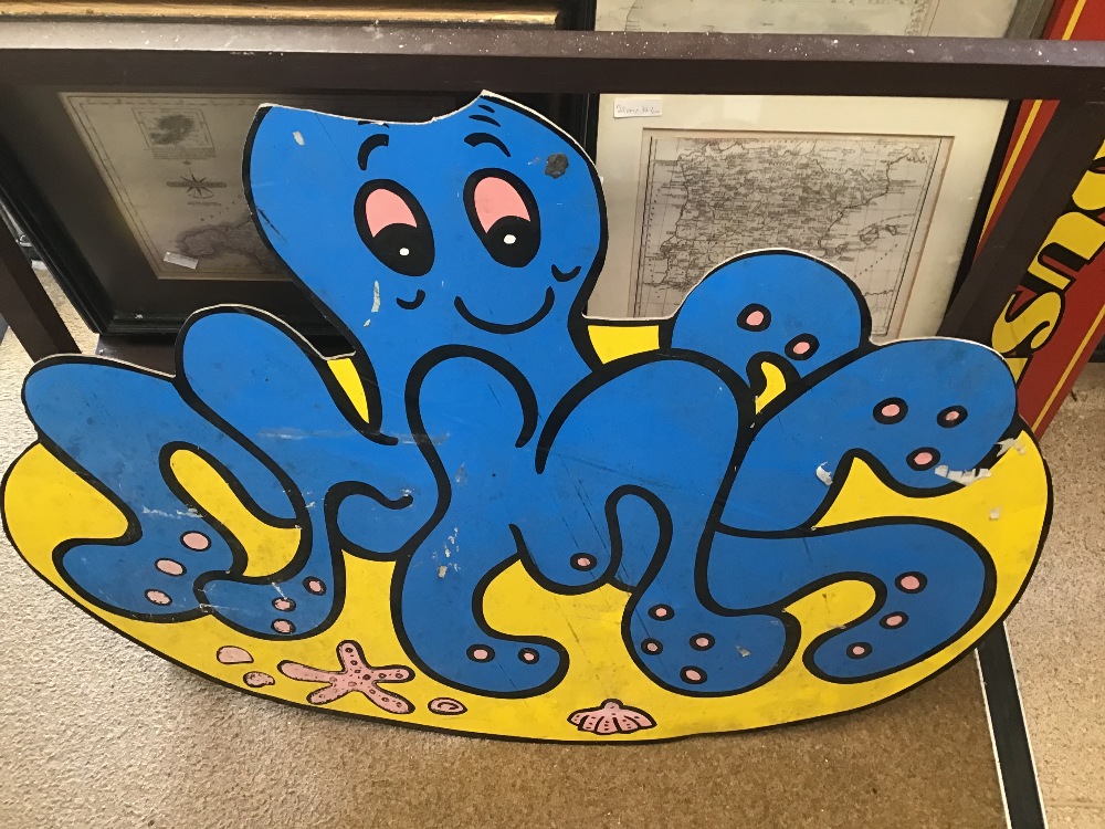 A CARDBOARD THEMEPARK RIDE SIGN OF AN OCTOPUS, 95C - Image 9 of 11