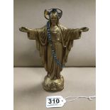 A FRENCH GILT METAL FIGURE OF JESUS CHRIST, 20.5 C