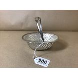 AN EDWARDIAN SILVER BASKET WITH PIERCED FILIGREE D