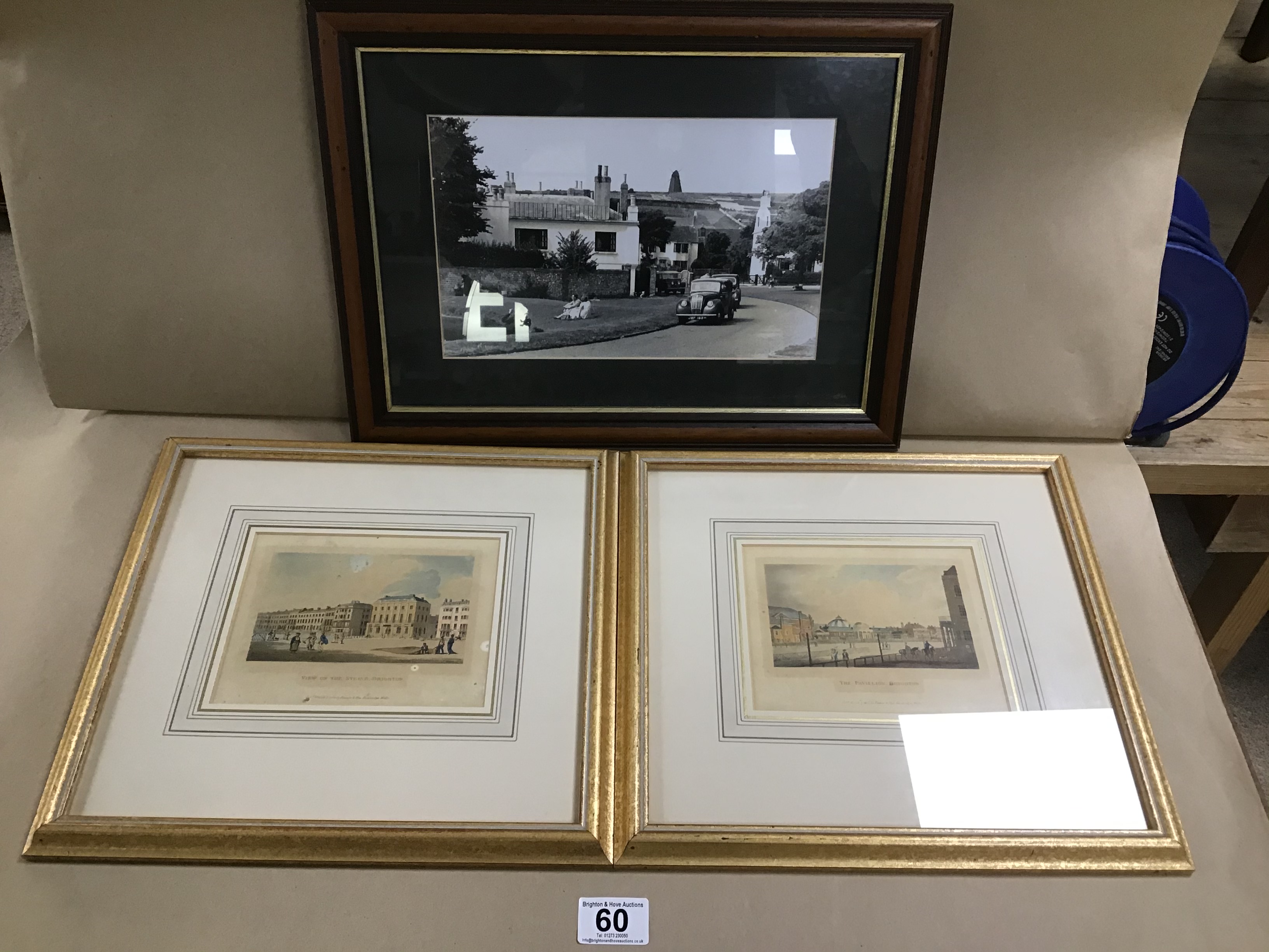 TWO LITHOGRAPHS OF TRADITIONAL BRIGHTON SCENES, INCLUDING THE PAVILION, TOGETHER WITH A BLACK AND