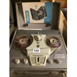 A CASED PHILIPS TWIN-R=TRACK TAPE RECORDER TYPE EL