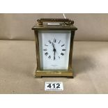 A BRASS CASED CARRIAGE CLOCK BY SHORTLAND BOWEN, COMMEMORATING THE MARRIAGE OF THE PRINCE OF WALES