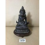 AN EARLY TIBETAN BRONZE BUDDHIST FIGURE GROUP OF VAJRASATTVA YAB YUM, 17 CM HIGH