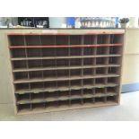 A INDUSTRIAL METAL PIGEON HOLE SHELF UNIT 149 X 94 CM